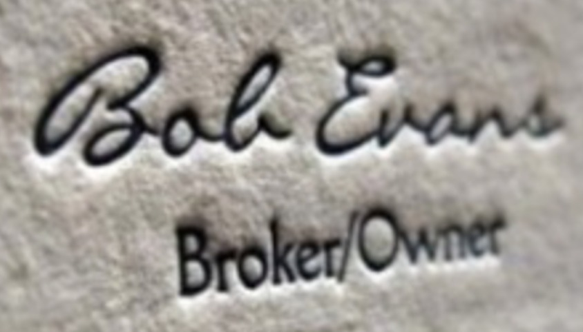 Bob Evans Broker/Owner Font sample to identify the typeface on WhatFontIs